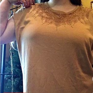 Alain Weiz Beaded Neckline Top